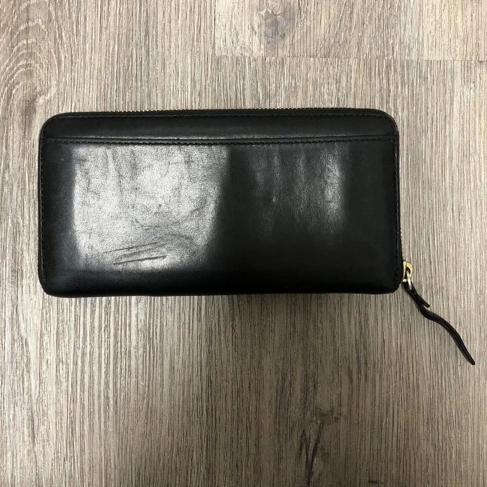 Kate Spade New York Black Genuine Leather Wallet Zip Around Accordion Cardholder